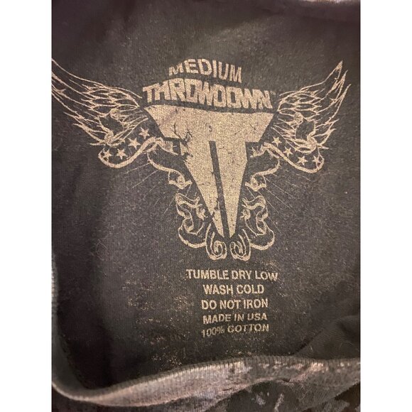 Throwdown Men’s Graphic T-Shirt Medium Blue Skull Design 100% Cotton Made In USA - Picture 4 of 4